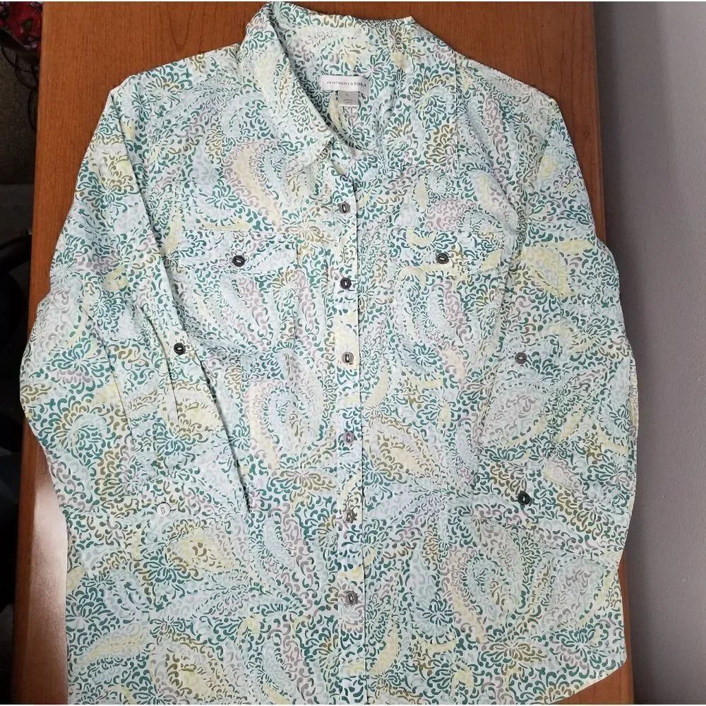 NWT Christoph & Banks XL 3/4 sleeved collared button up shirt.